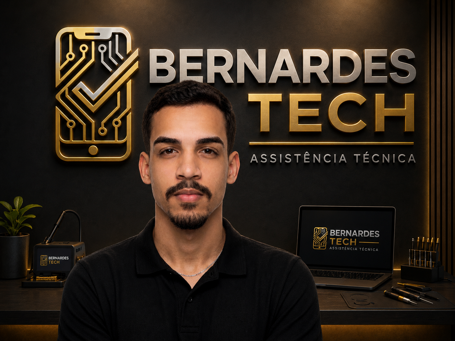Técnico especializado da Bernardes Tech em bancada de reparo